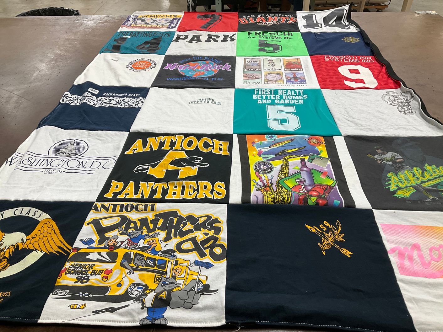 T-shirt quilt featuring antioch high school panthers by Ericka from CA