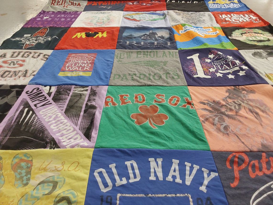T-shirt quilt featuring new england patriots, boston red sox by Thomas from MA