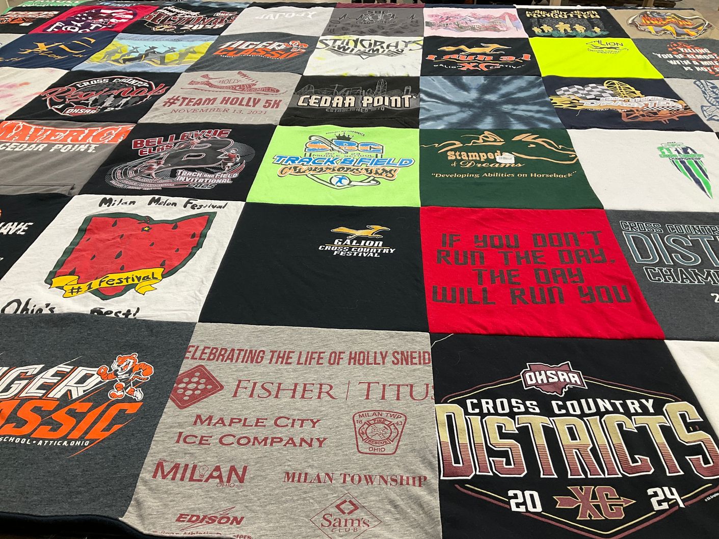 T-shirt quilt featuring milan high school cross country team by Jennifer from OH