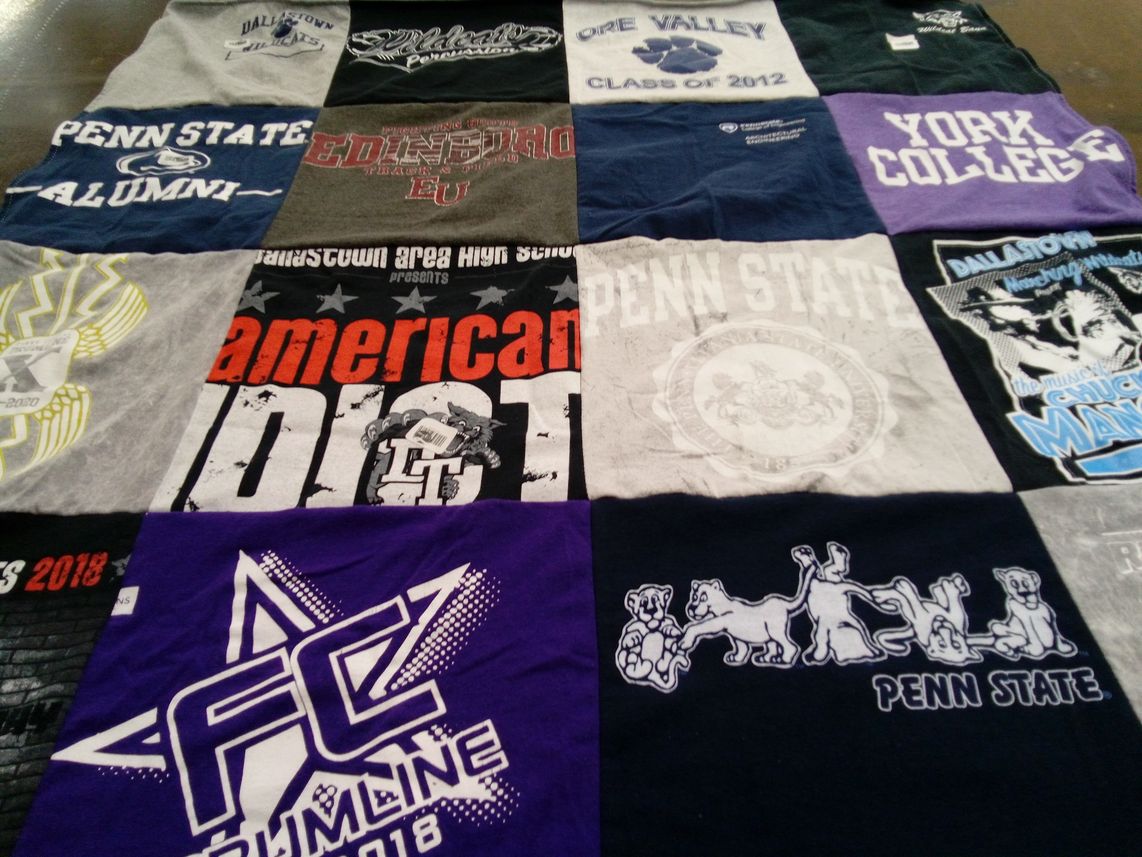 T-shirt quilt from pennsylvania state university, york college by Brittany from PA