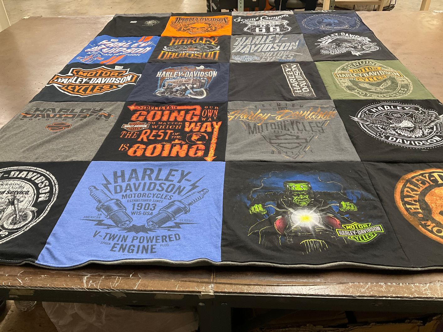 T-shirt quilt with motorcycles themes by Jesse from SC