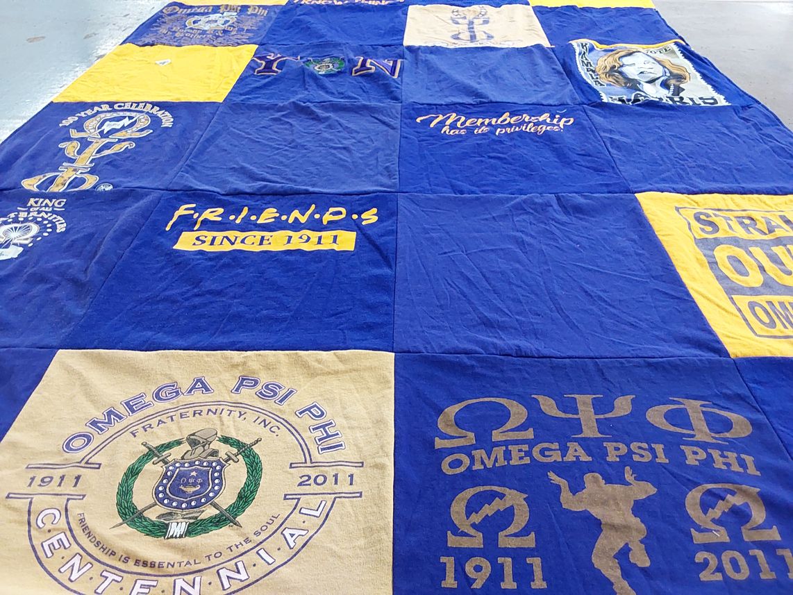 T-shirt quilt with fraternity, friendship themes by Michael from VA