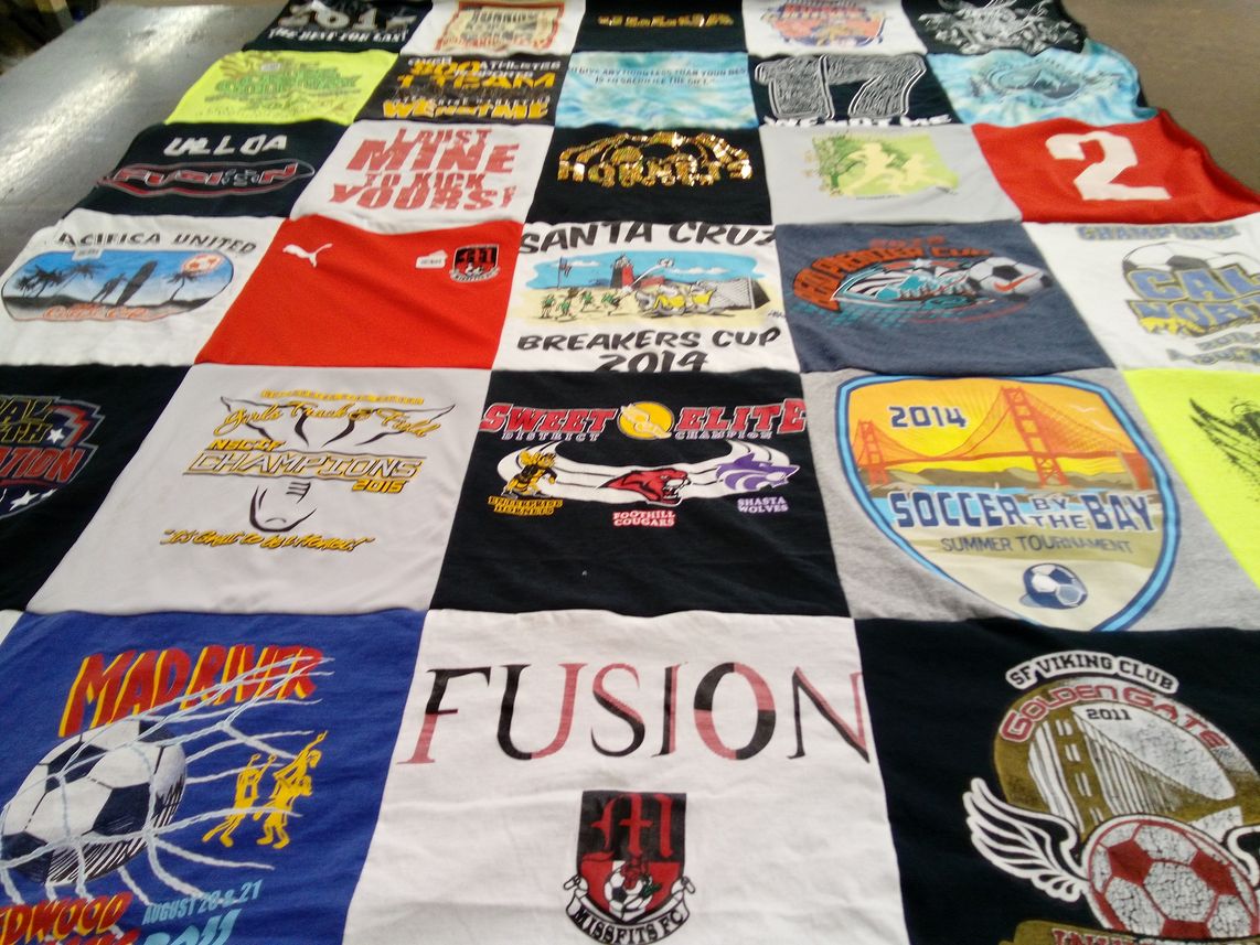 T-shirt quilt featuring madwave soccer club, pacifica united by Carol from CA