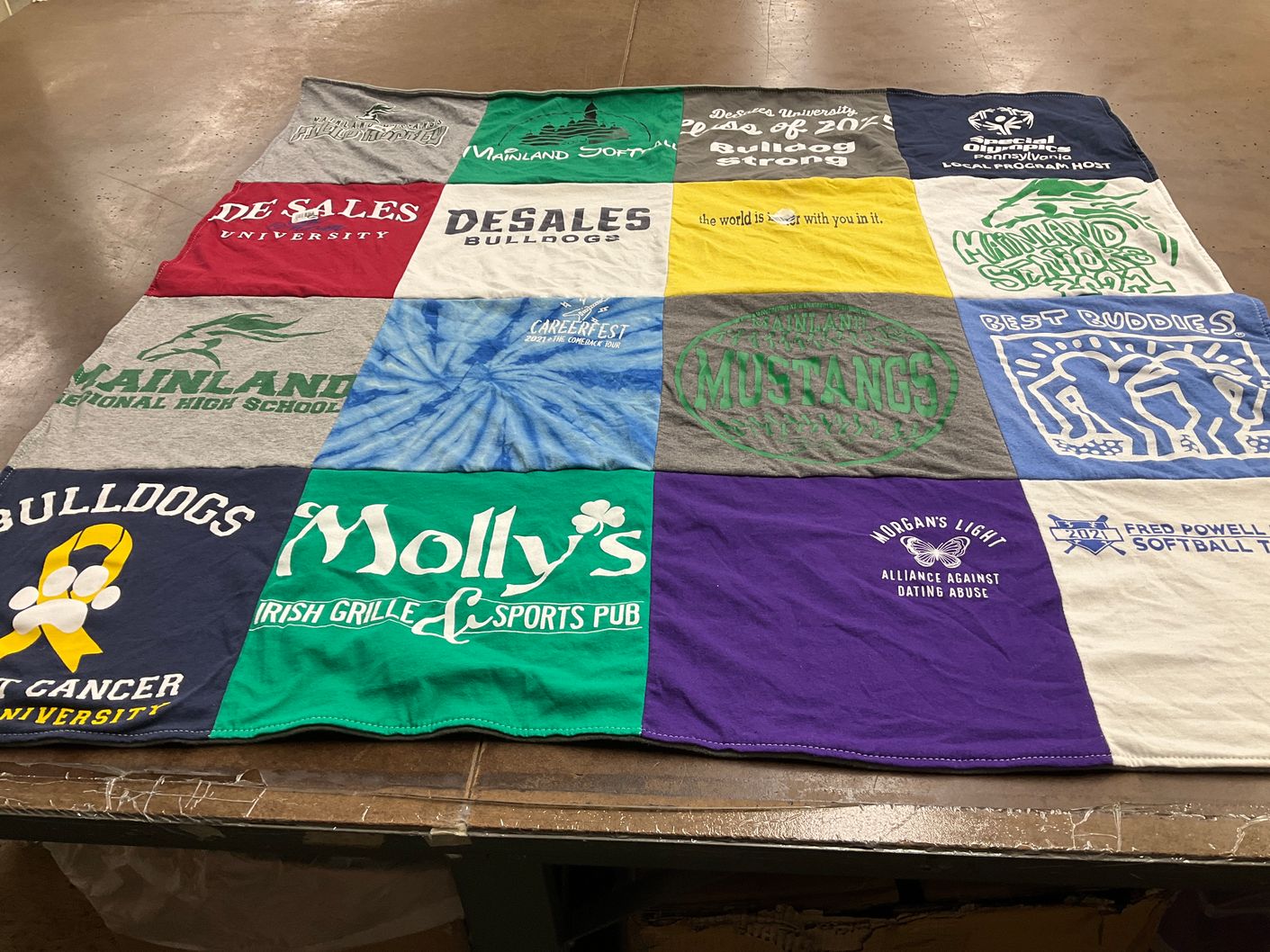 T-shirt quilt featuring mainland mustangs, desales bulldogs by Megan from NJ