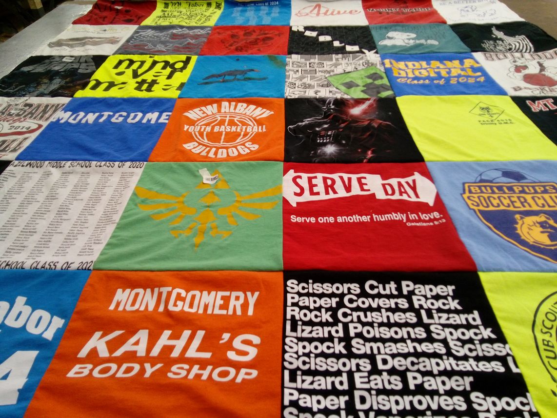 T-shirt quilt featuring bullpups soccer club by Cheri from IN
