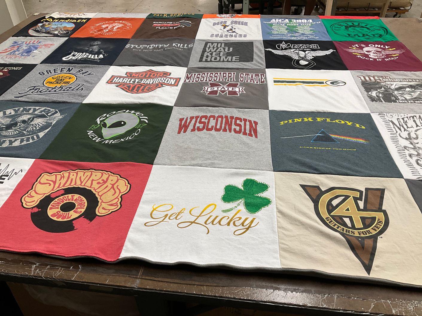 T-shirt quilt featuring green bay packers by Prue from WI