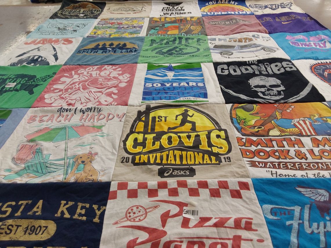 T-shirt quilt from clovis high school by Laurie from CA