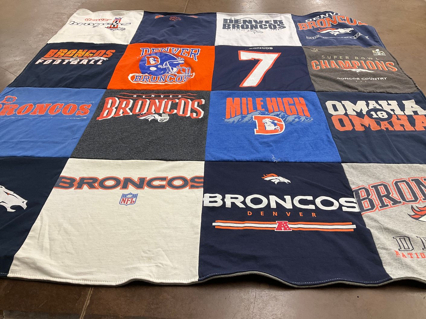 T-shirt quilt featuring denver broncos by Dolores from PA