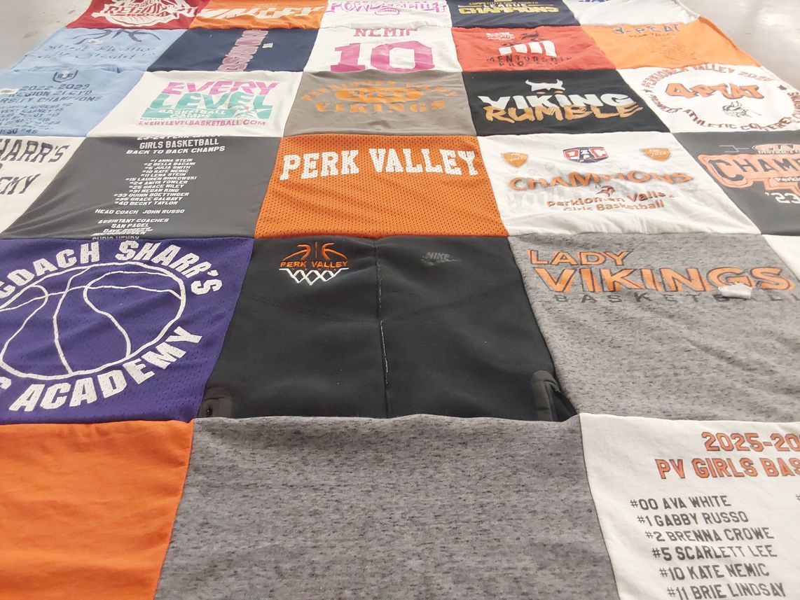 T-shirt quilt featuring perkiomen valley girls basketball by Rebecca from PA