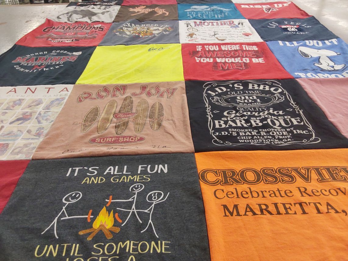 T-shirt quilt with cooking, barbecue themes by Dana from PA