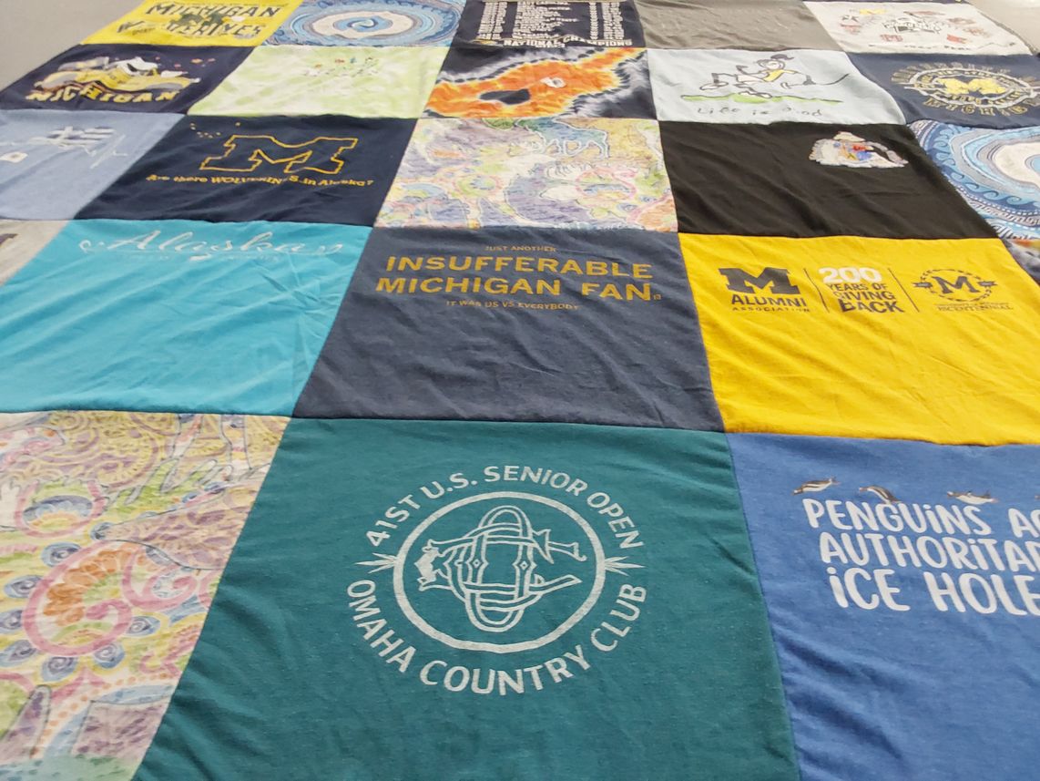 T-shirt quilt from university of michigan by Katherine from NE
