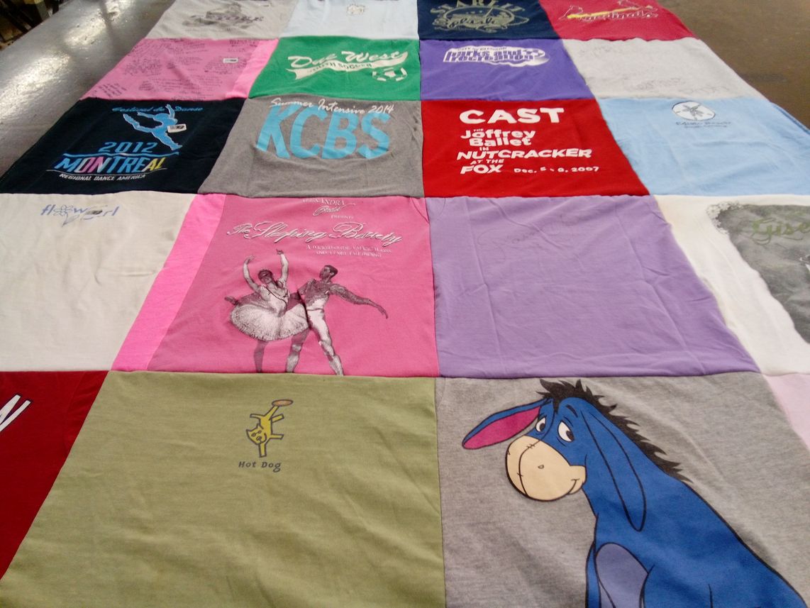 T-shirt quilt with dance themes by Patricia from GA