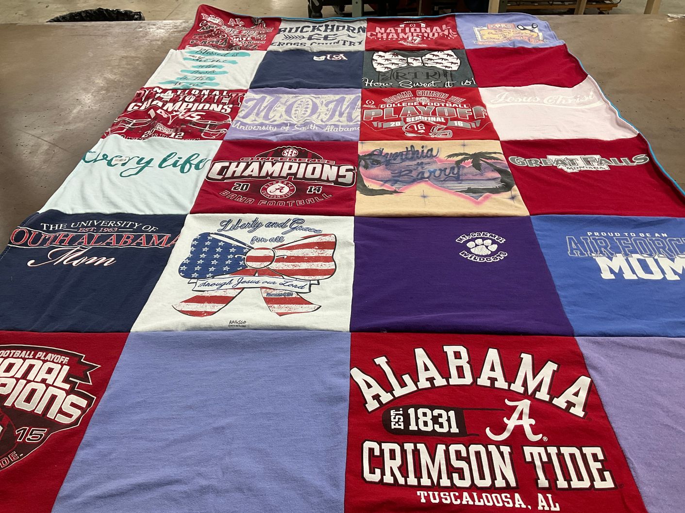 T-shirt quilt featuring alabama crimson tide by Cynthia from AL