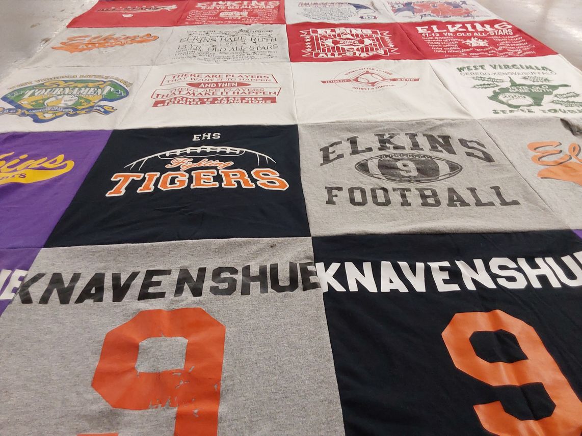 T-shirt quilt featuring elkins high school tigers by Amy from WV