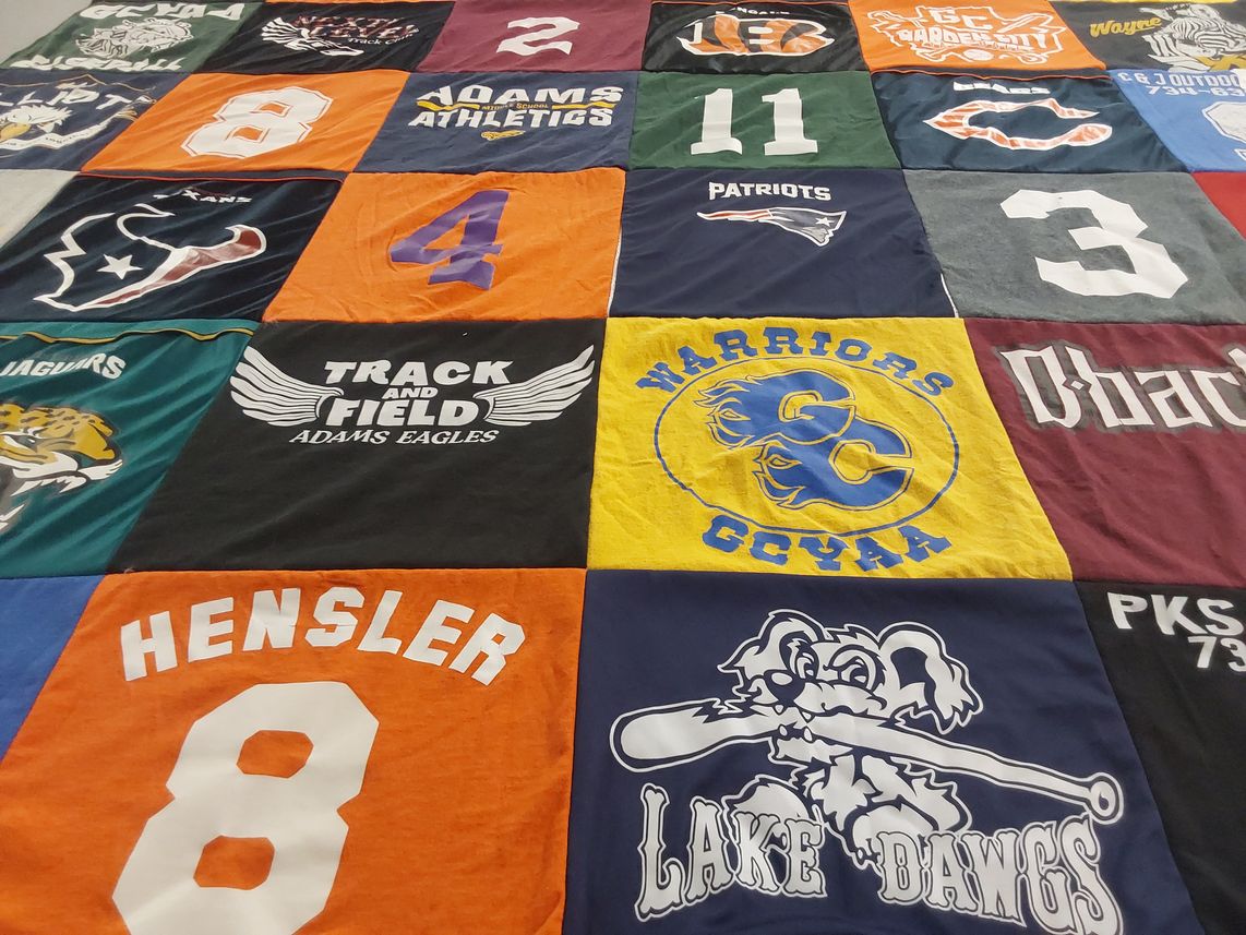 T-shirt quilt featuring lake dawgs, patriots by Lindsay from MI