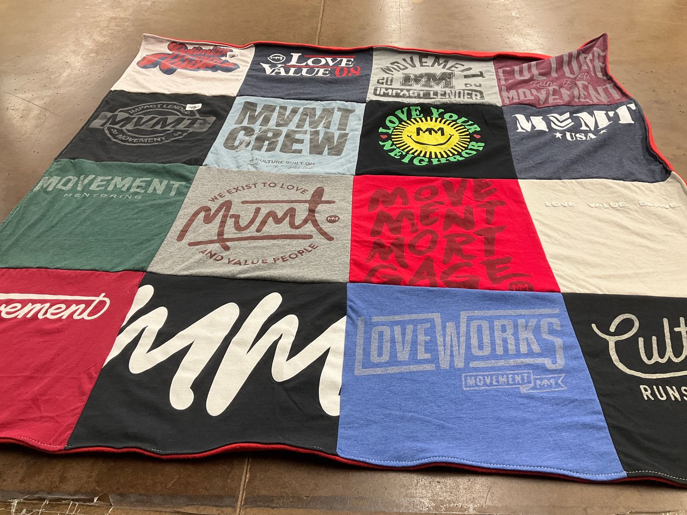 T-shirt quilt with mentoring, movement themes by Melissa from NC