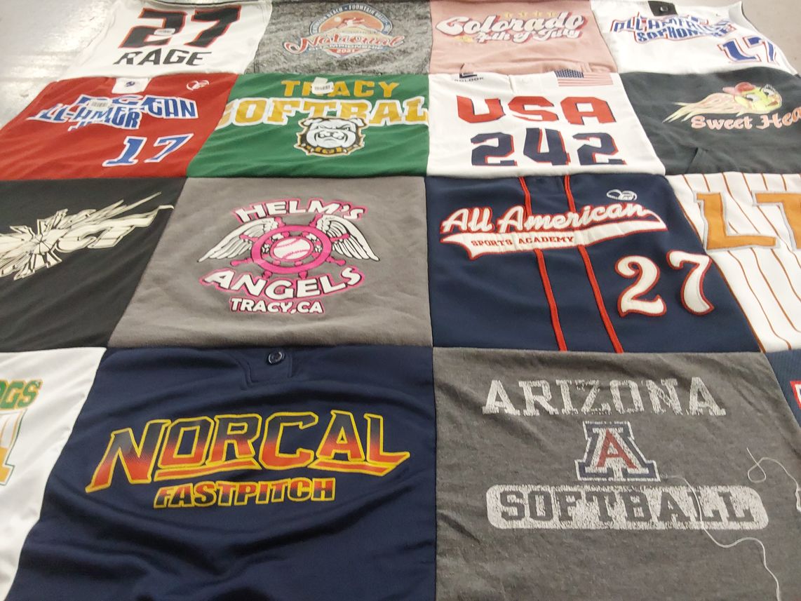 T-shirt quilt featuring colorado fastpitch, helms angels by Lauren from CA