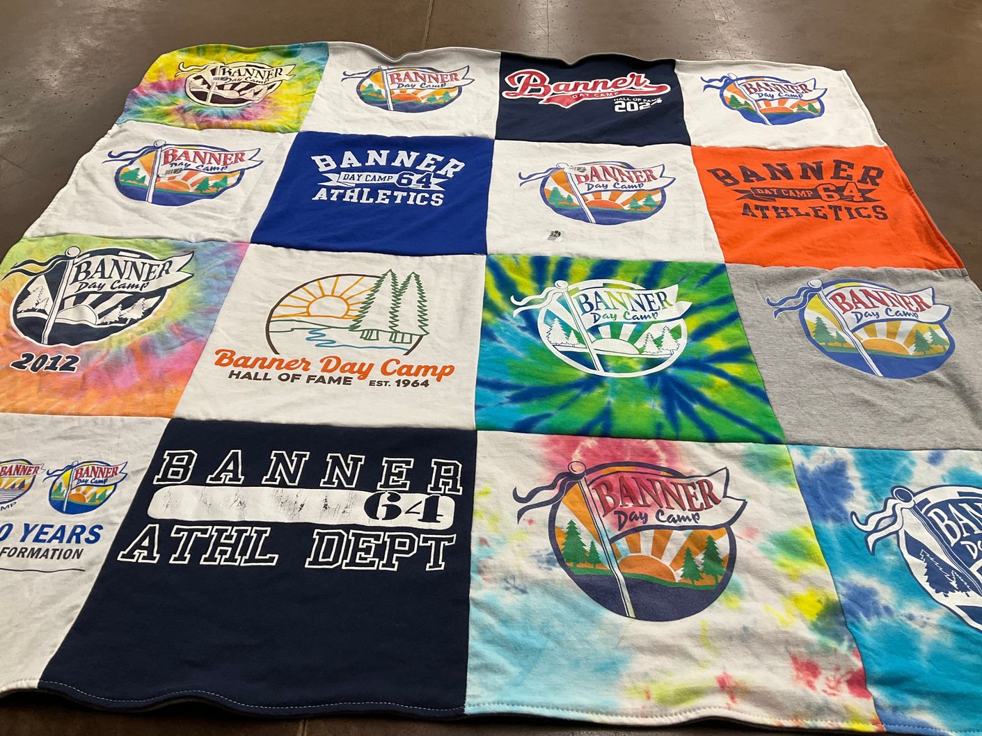 T-shirt quilt with camping, childhood themes by Leorah from IL