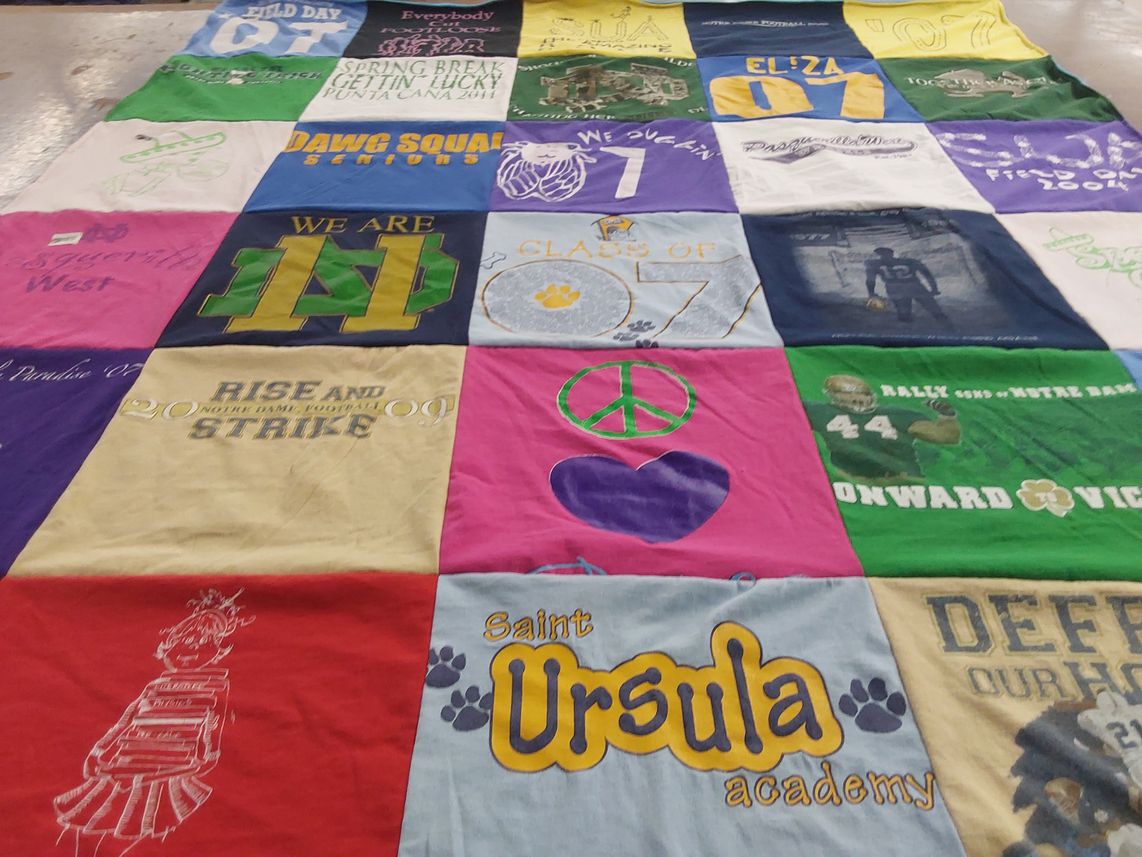 T-shirt quilt featuring notre dame football by Monica from OH