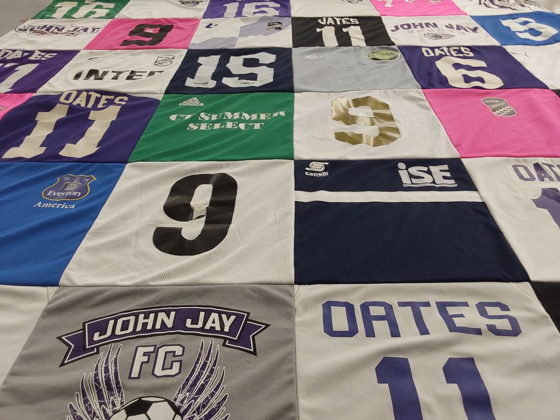 T-shirt quilt featuring everton football club by Patricia from NY