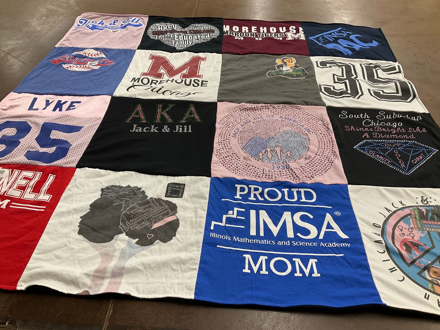 T-shirt quilt from morehouse college, illinois mathematics and science academy by Betheny from IL