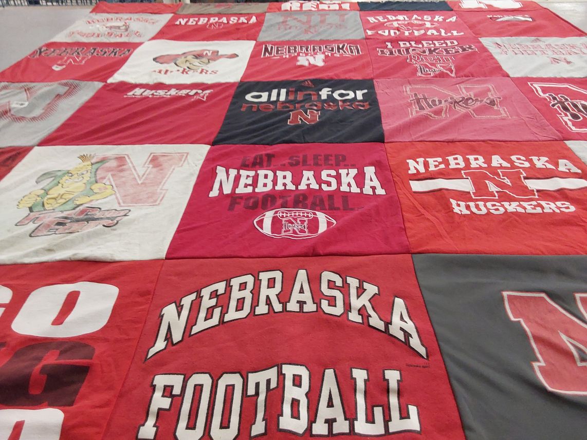 T-shirt quilt featuring nebraska corn huskers by Mary from NE