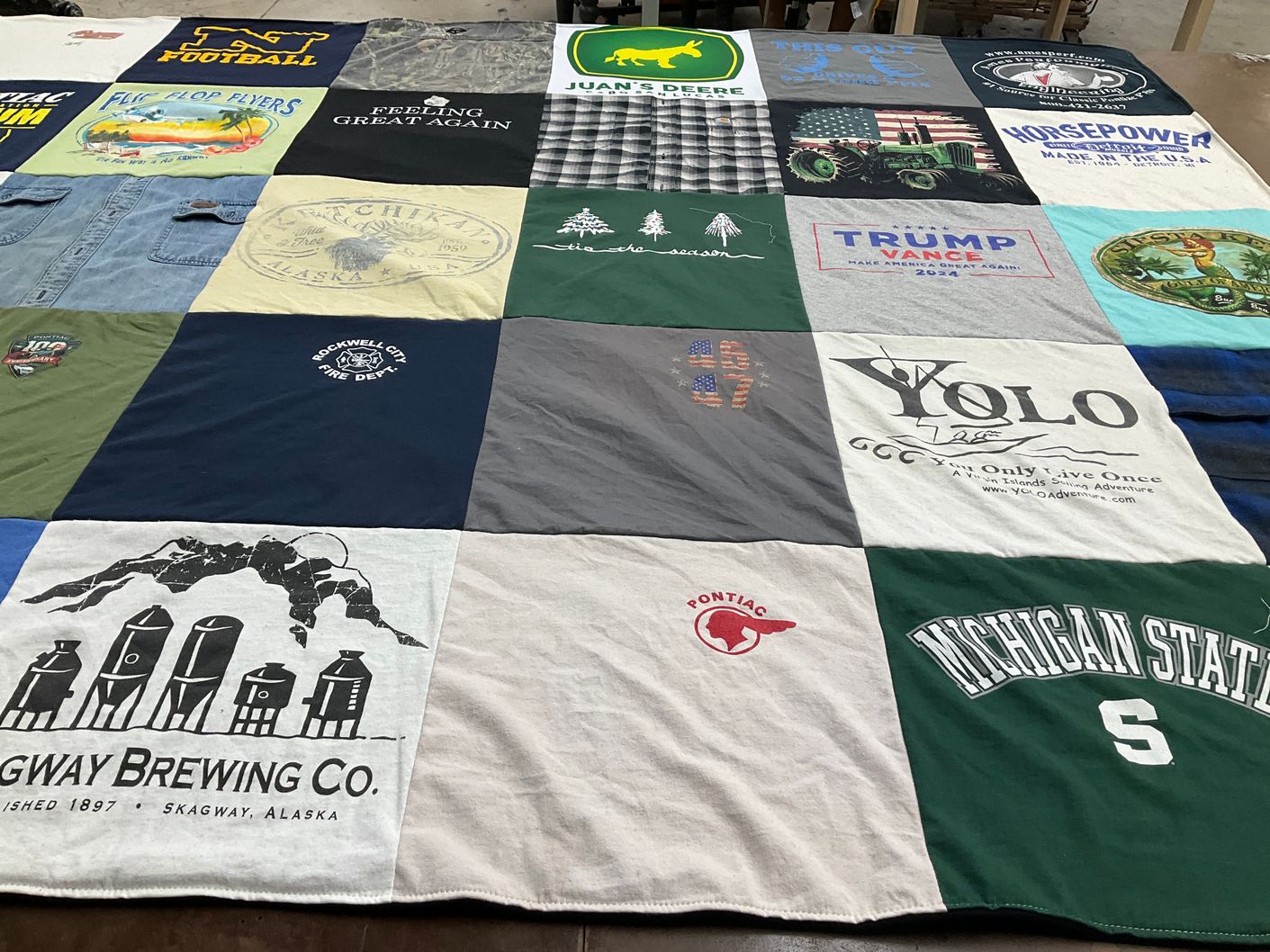 T-shirt quilt featuring michigan state university football by Krista from CO