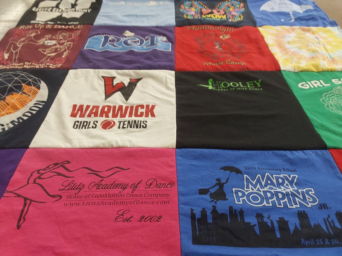 T-shirt quilt featuring warwick high school girls tennis by Eileen from PA