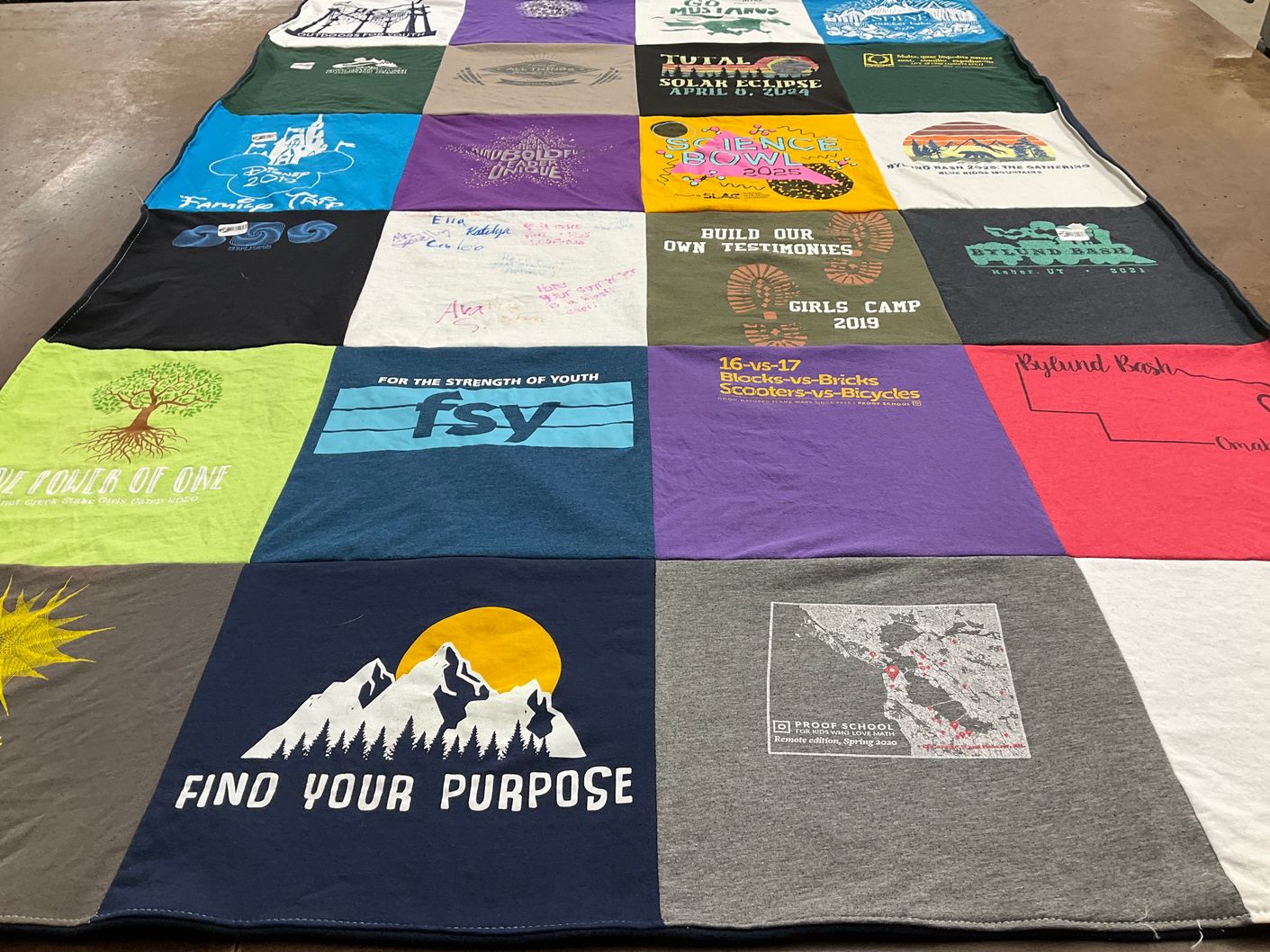 T-shirt quilt from proof school by Michelle from CA