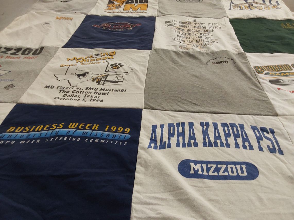 T-shirt quilt featuring mu tigers by Karri from MO