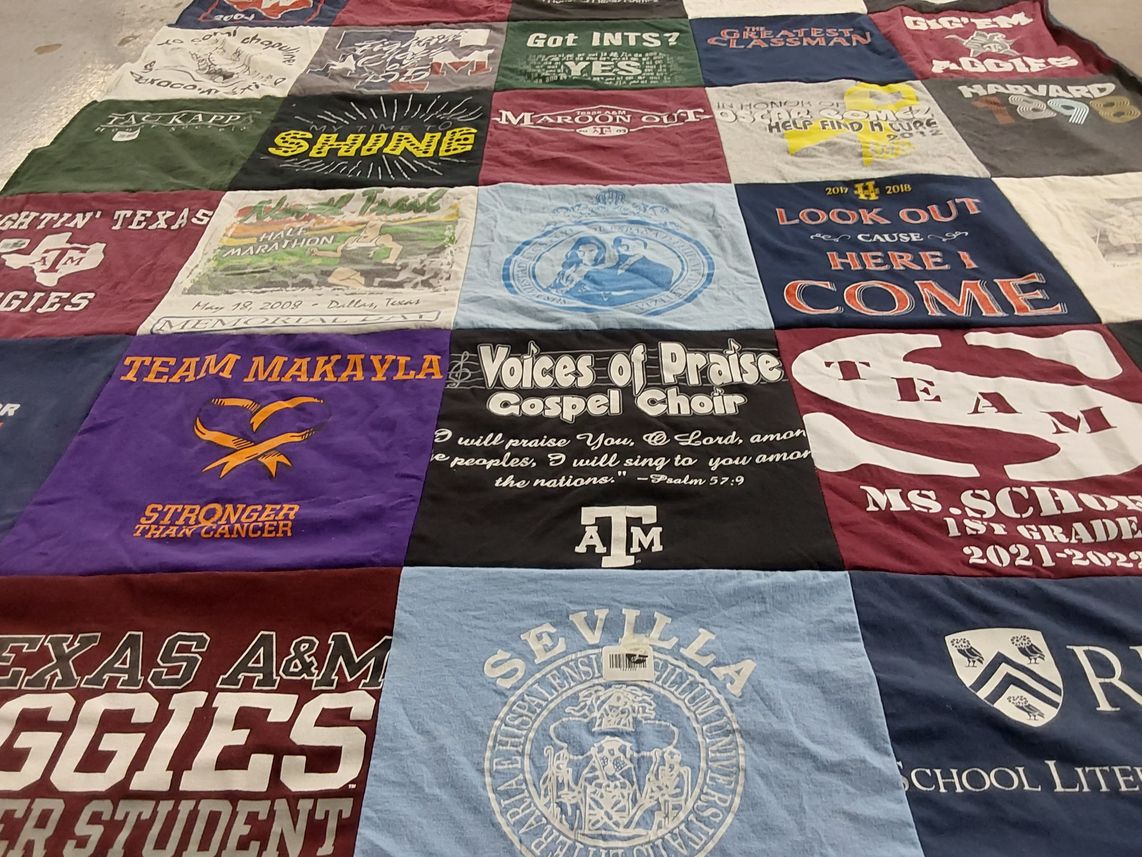 T-shirt quilt from texas a&m university by Heidi from TX