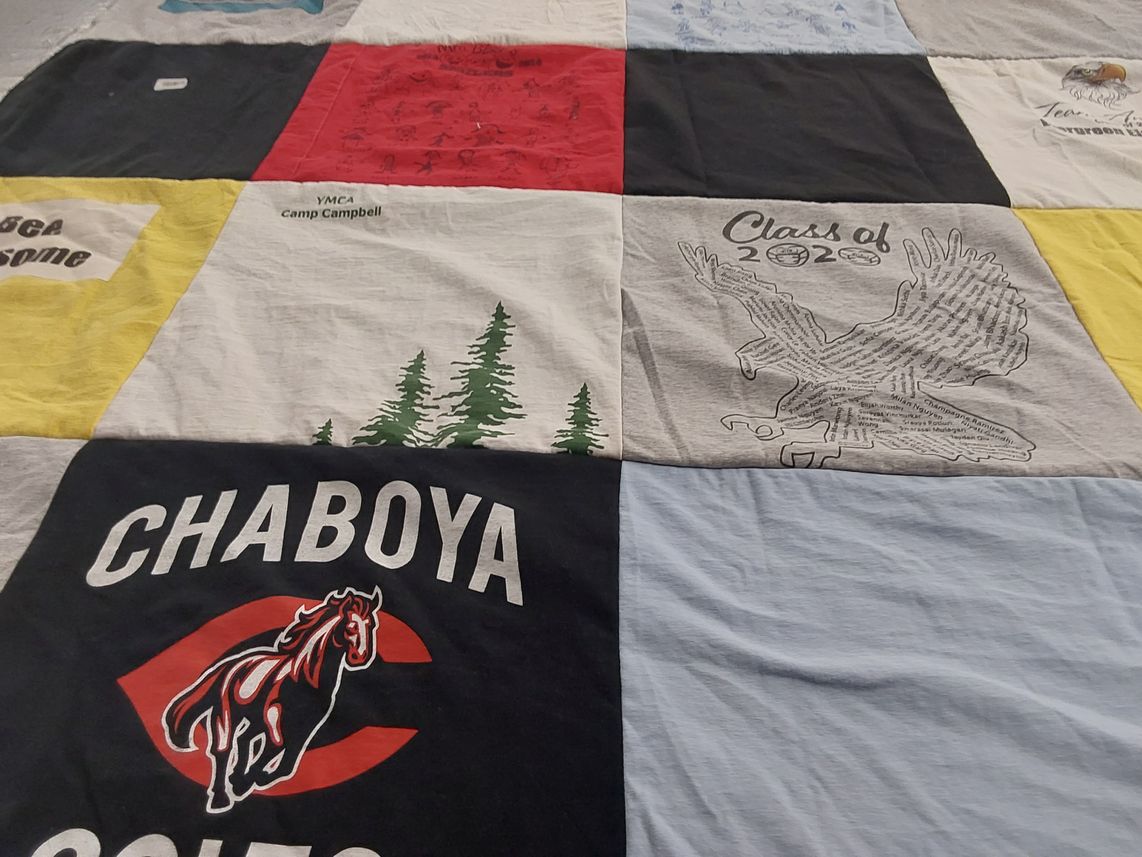 T-shirt quilt from chaboya middle school by Mamatha from CA