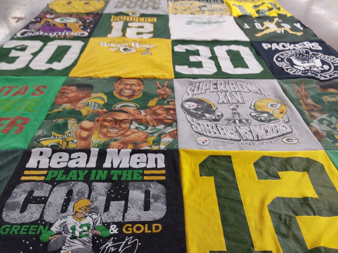 T-shirt quilt featuring green bay packers by Marie from MI