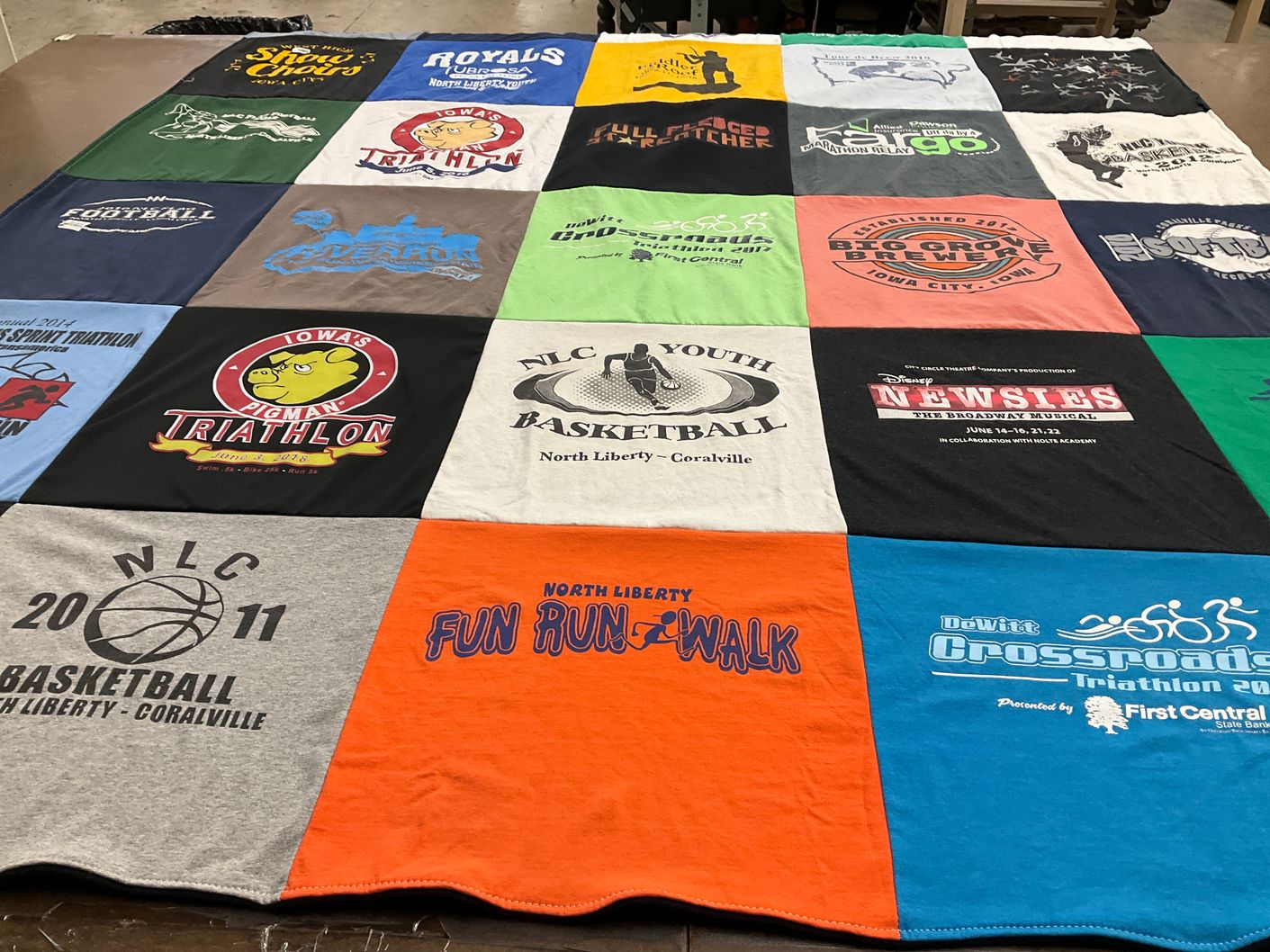 T-shirt quilt featuring north liberty youth basketball by R from IA