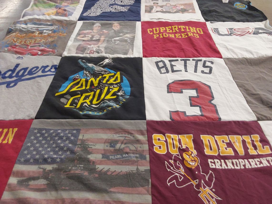 T-shirt quilt featuring arizona state university sun devils by Denise from CA