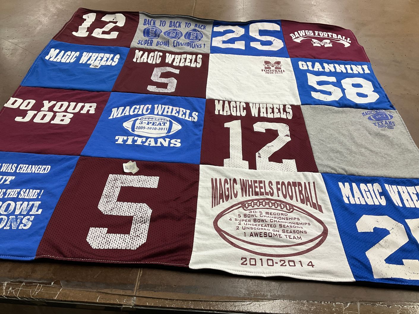 T-shirt quilt featuring titans, dawgs football by Jamie from TN