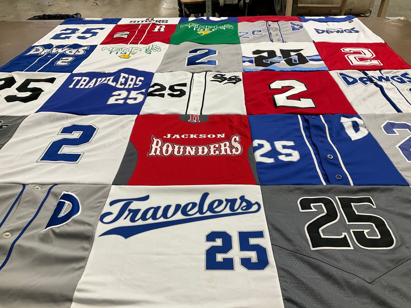 T-shirt quilt featuring jackson travelers, memphis dawgs by Jamie from TN