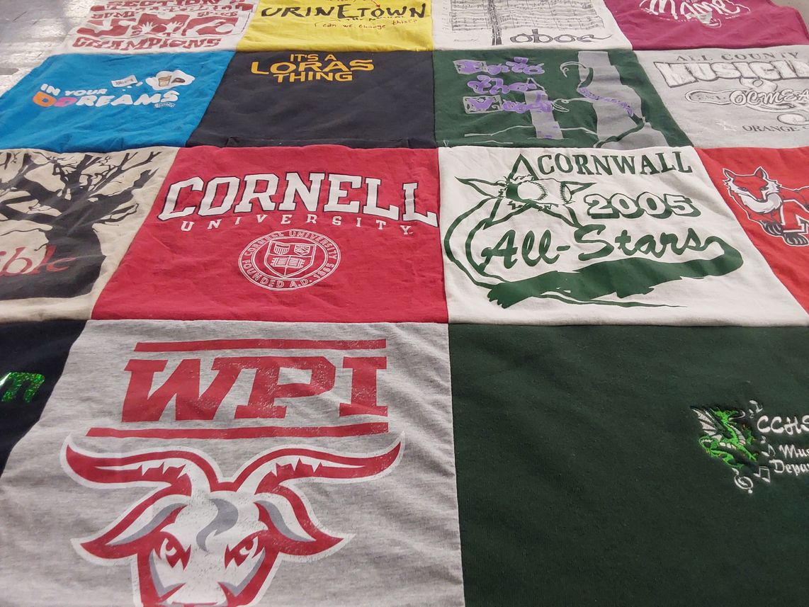 T-shirt quilt from cornell university, worcester polytechnic institute by Ellen from NY