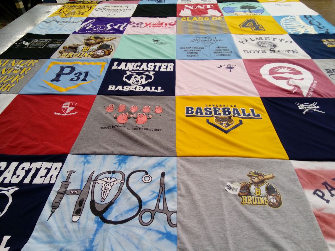 T-shirt quilt featuring lancaster bruns by Kelly from SC
