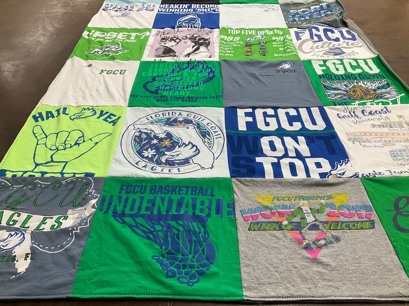 T-shirt quilt featuring florida gulf coast university eagles by Shannon from FL