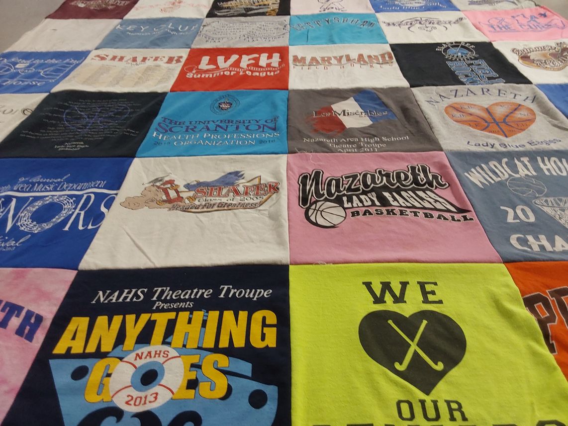 T-shirt quilt featuring nazareth lady eagles by Victoria from PA