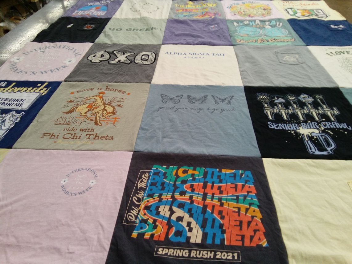 T-shirt quilt with sorority activities, community service themes by Carolyn from NC