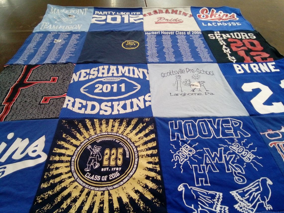 T-shirt quilt featuring hoover hawks, neshaminy redskins by JOAN from PA