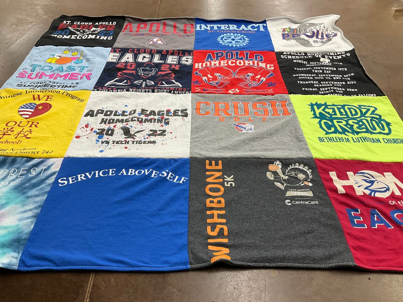 T-shirt quilt featuring st cloud apollo eagles, st cloud crush by Jennifer from MN