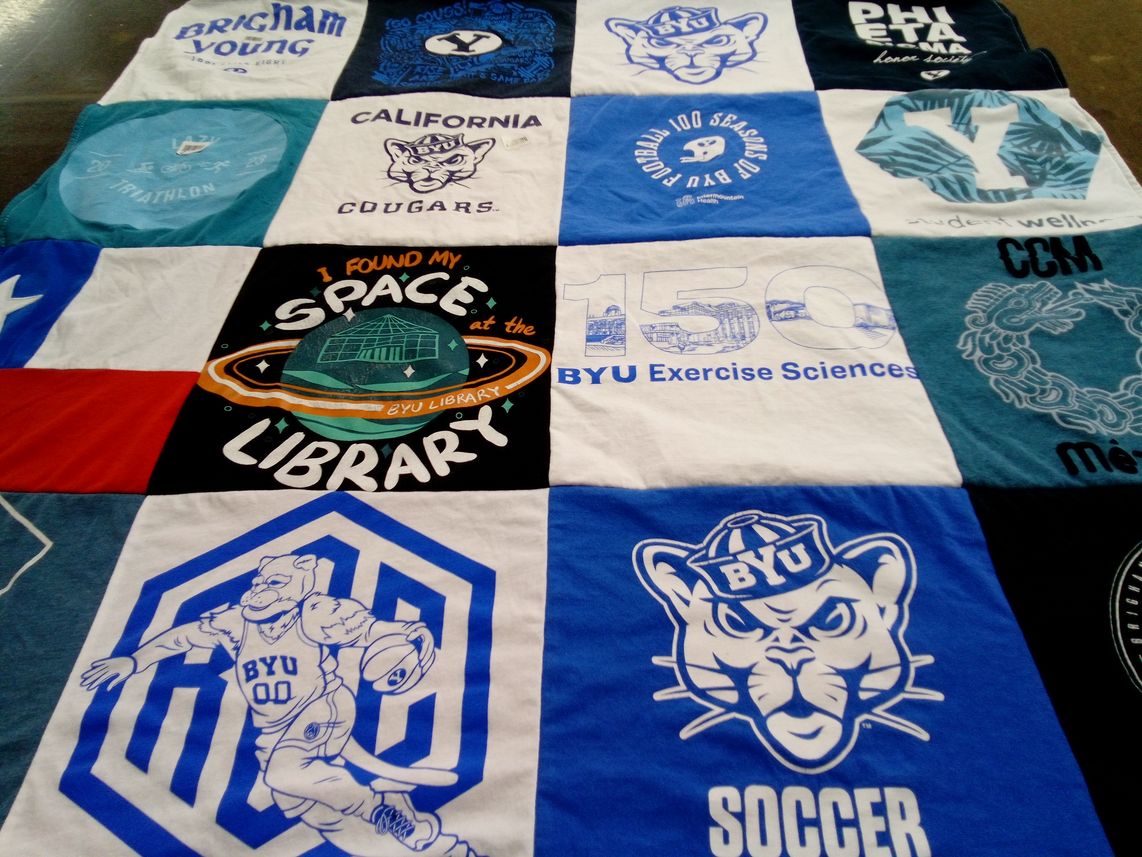 T-shirt quilt featuring brigham young university cougars by Trina from CA