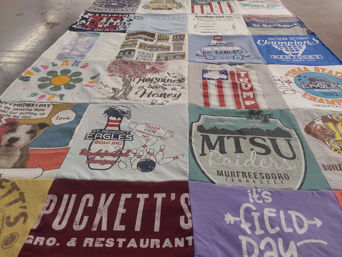 T-shirt quilt featuring st. benedict eagles by Judy from TN