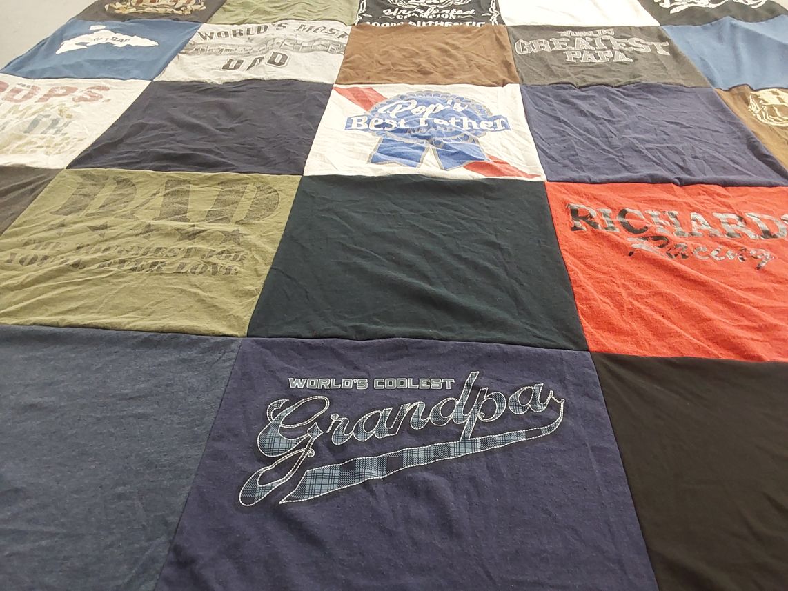 T-shirt quilt with fatherhood, family themes by Missy from TN