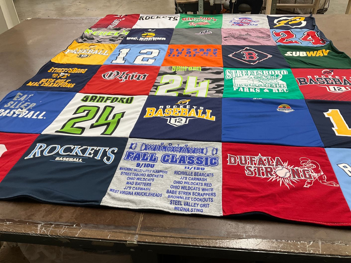 T-shirt quilt featuring streetsboro rockets, ohio wildcats by jennifer from OH
