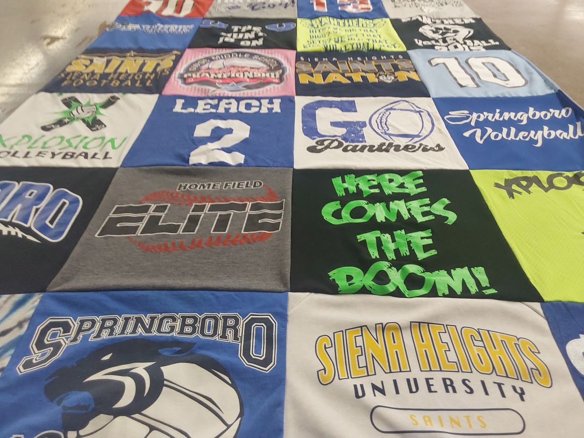T-shirt quilt featuring springboro panthers by Dawn from OH