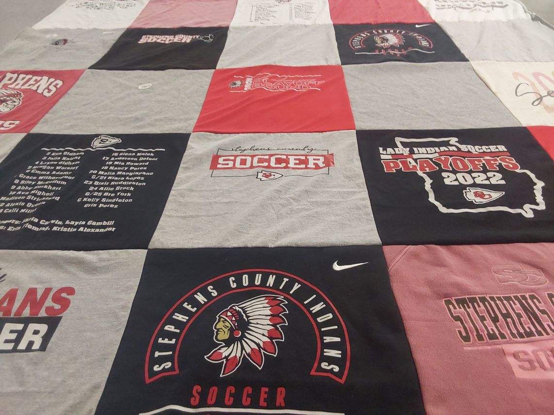 T-shirt quilt featuring stephens county indians soccer by Jeanie from GA